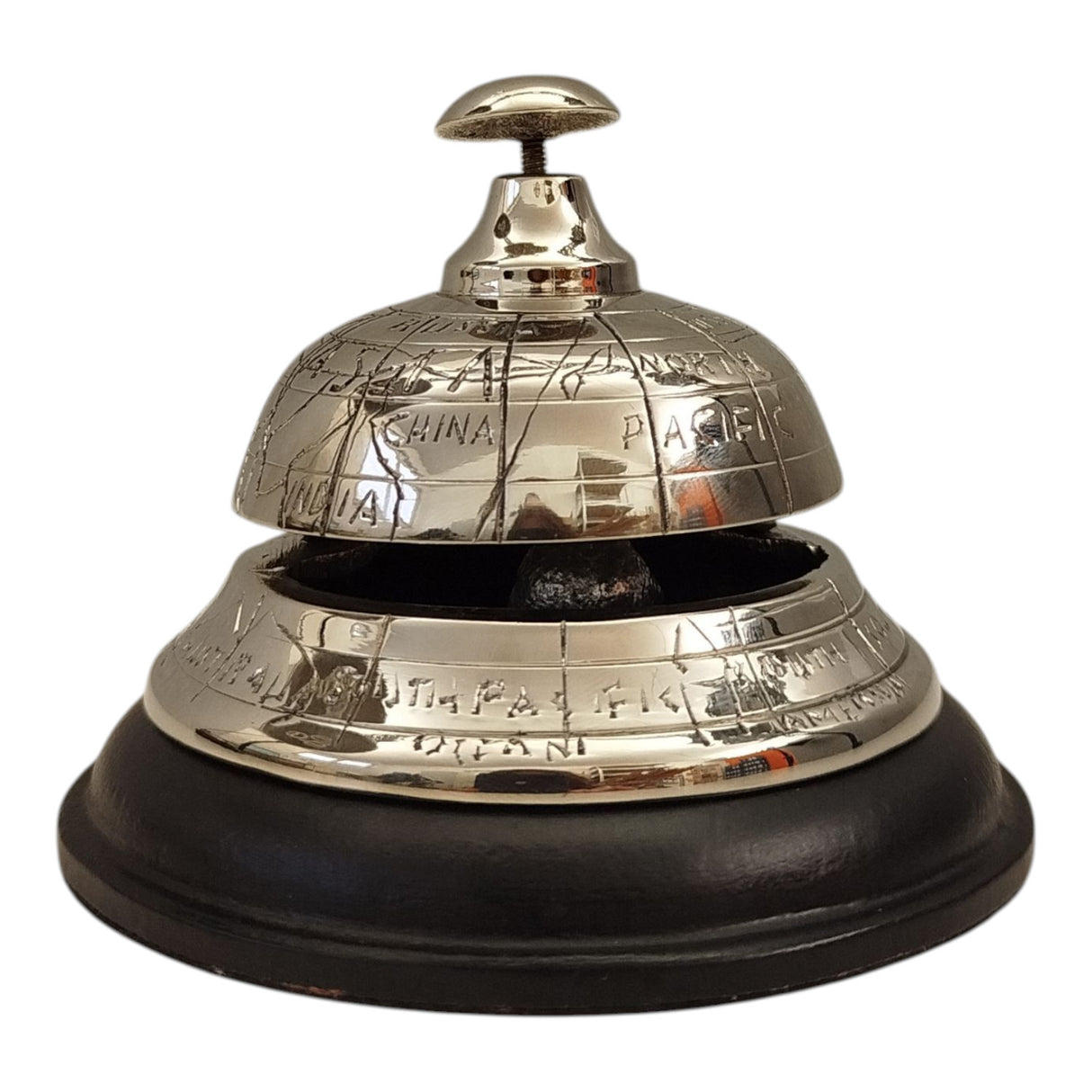 Hotel Tischklingel mit Weltkarte - Tischglocke Erdball