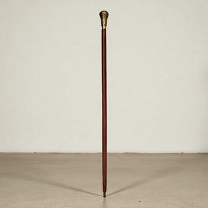 Blattornament Spazierstock aus Holz mit goldenem Griff aus Metall