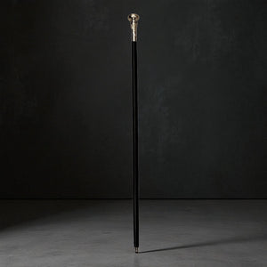 Floraler Spazierstock aus Holz mit silbernem Griff aus Metall