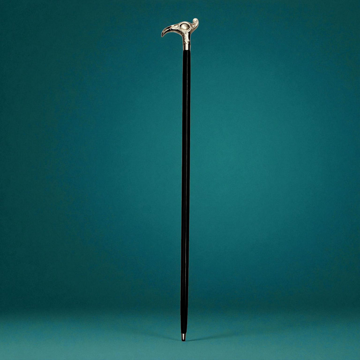 Vogel Spazierstock aus Holz mit silbernem Griff aus Metall