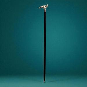 Vogel Spazierstock aus Holz mit silbernem Griff aus Metall