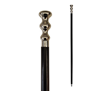 Facetten Spazierstock aus Holz mit silbernem Griff aus Metall