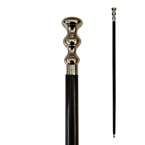 Facetten Spazierstock aus Holz mit silbernem Griff aus Metall