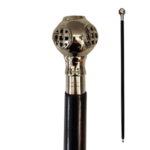Taucherhelm Spazierstock aus Holz mit silbernem Griff aus Metall