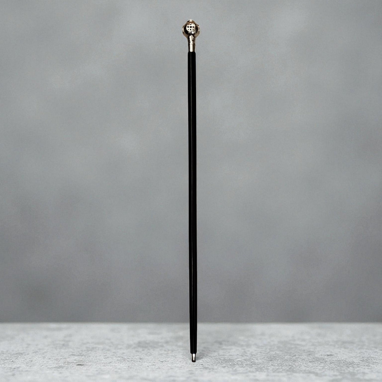 Taucherhelm Spazierstock aus Holz mit silbernem Griff aus Metall