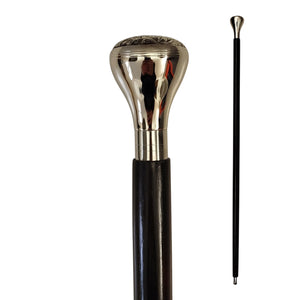 Ornament-Rundknauf Spazierstock aus Holz mit silbernem Griff aus Metall