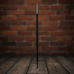 Ornament-Kelch Spazierstock aus Holz mit silbernem Griff aus Metall