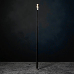 Tropfenknauf Spazierstock aus Holz mit silbernem Griff aus Metall