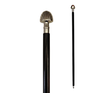 Muschel Spazierstock aus Holz mit silbernem Griff aus Metall