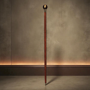 Weltkugel Spazierstock aus Holz mit goldenem Griff aus Messing