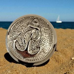 Anker Spazierstock aus Holz mit silbernem Griff aus Metall