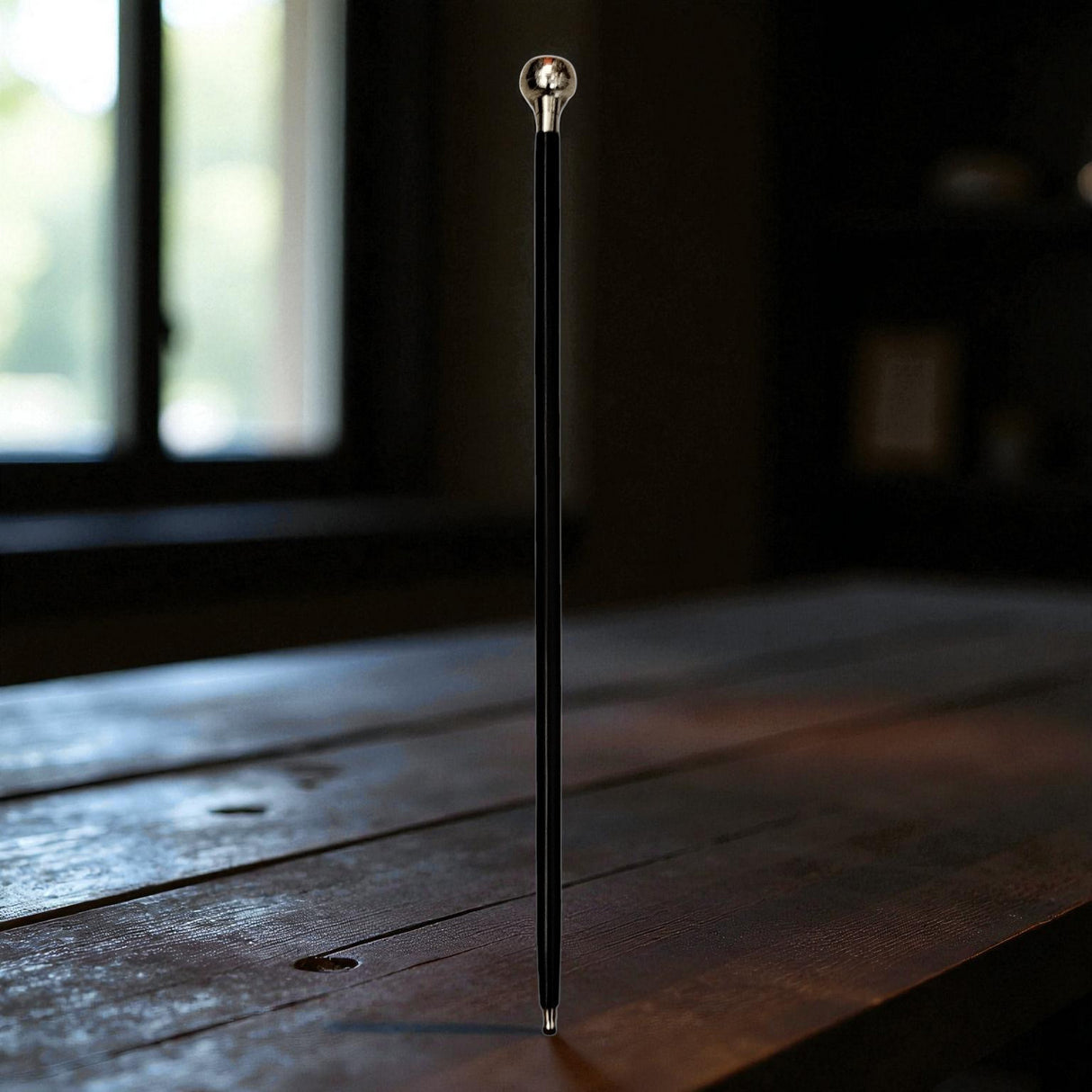 Anker Spazierstock aus Holz mit silbernem Griff aus Metall