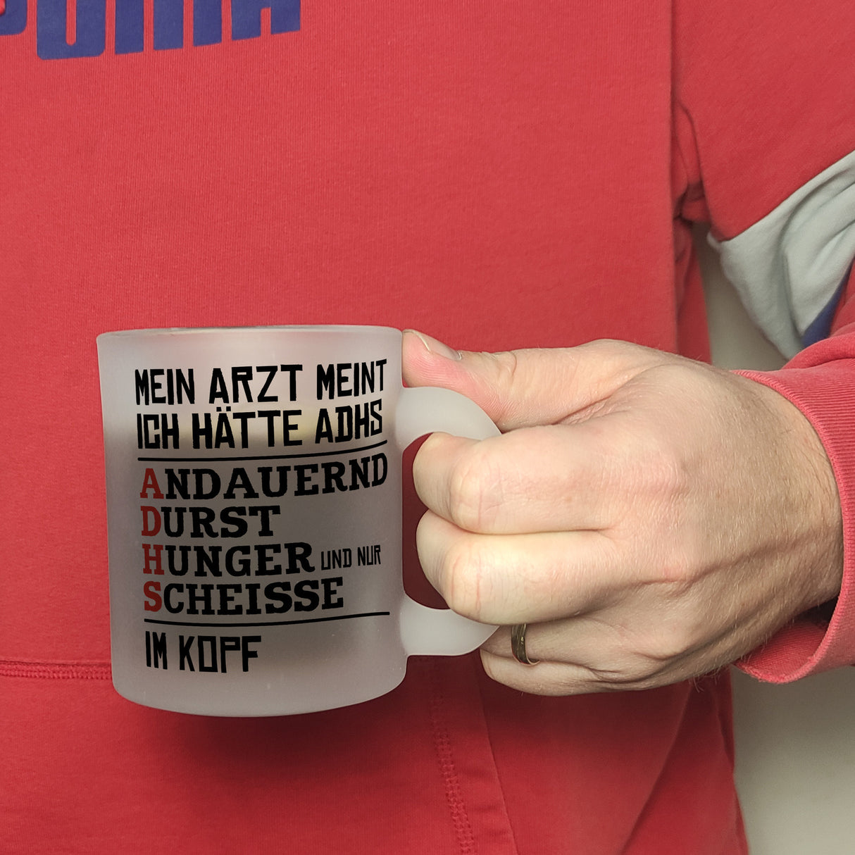 Kaffeebecher mit Spruch: Mein Arzt meint ich hätte ADHS