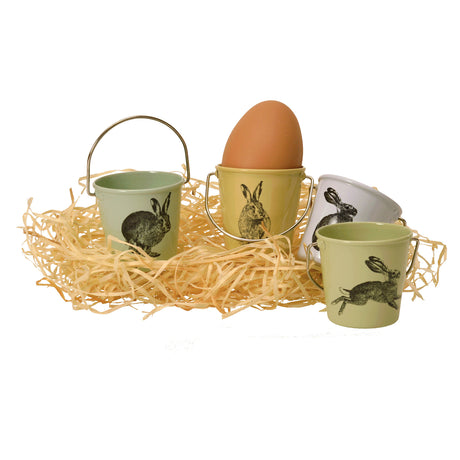 Eimer Eierbecher mit Hasen Design im 4er Set