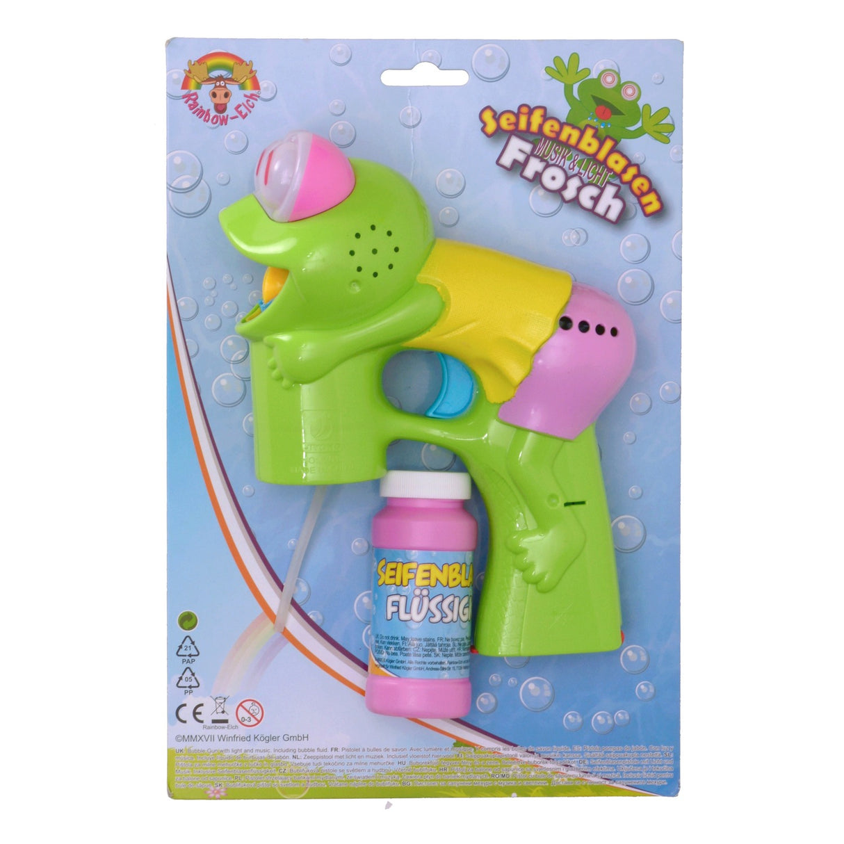 Frosch Seifenblasenpistole mit Licht, Sound und gelbem Shirt