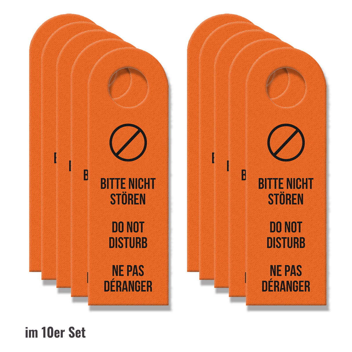 Bitte nicht stören oder Bitte Zimmer reinigen Sprachen-Türhänger in orange