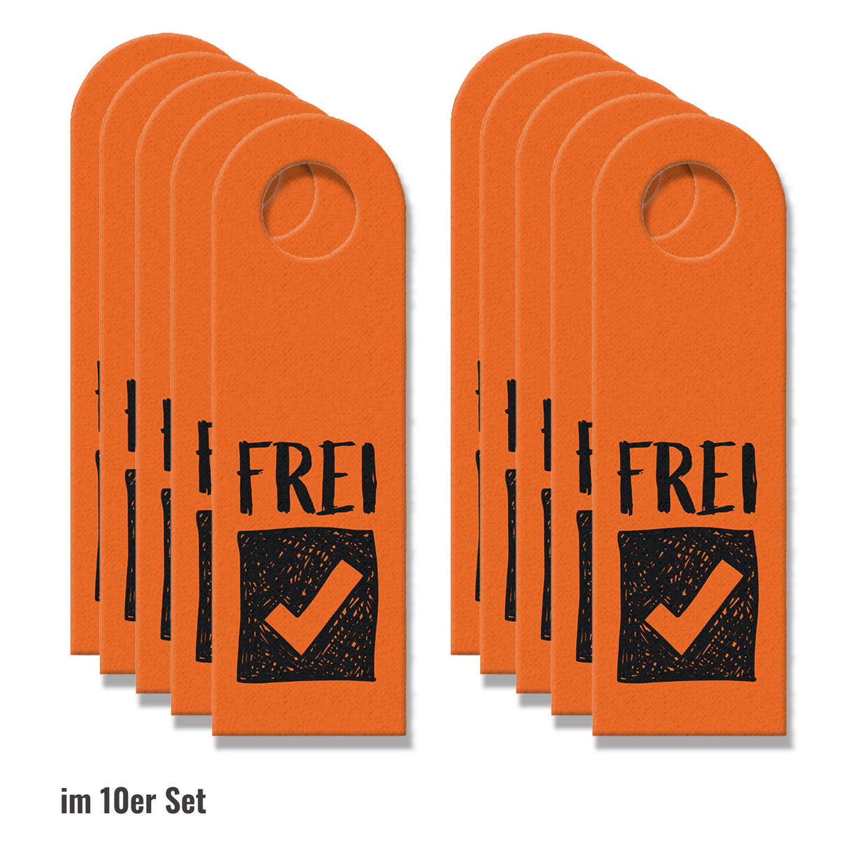 Besetzt oder Frei Türhänger in Orange mit Symbolen für die Toilettentür