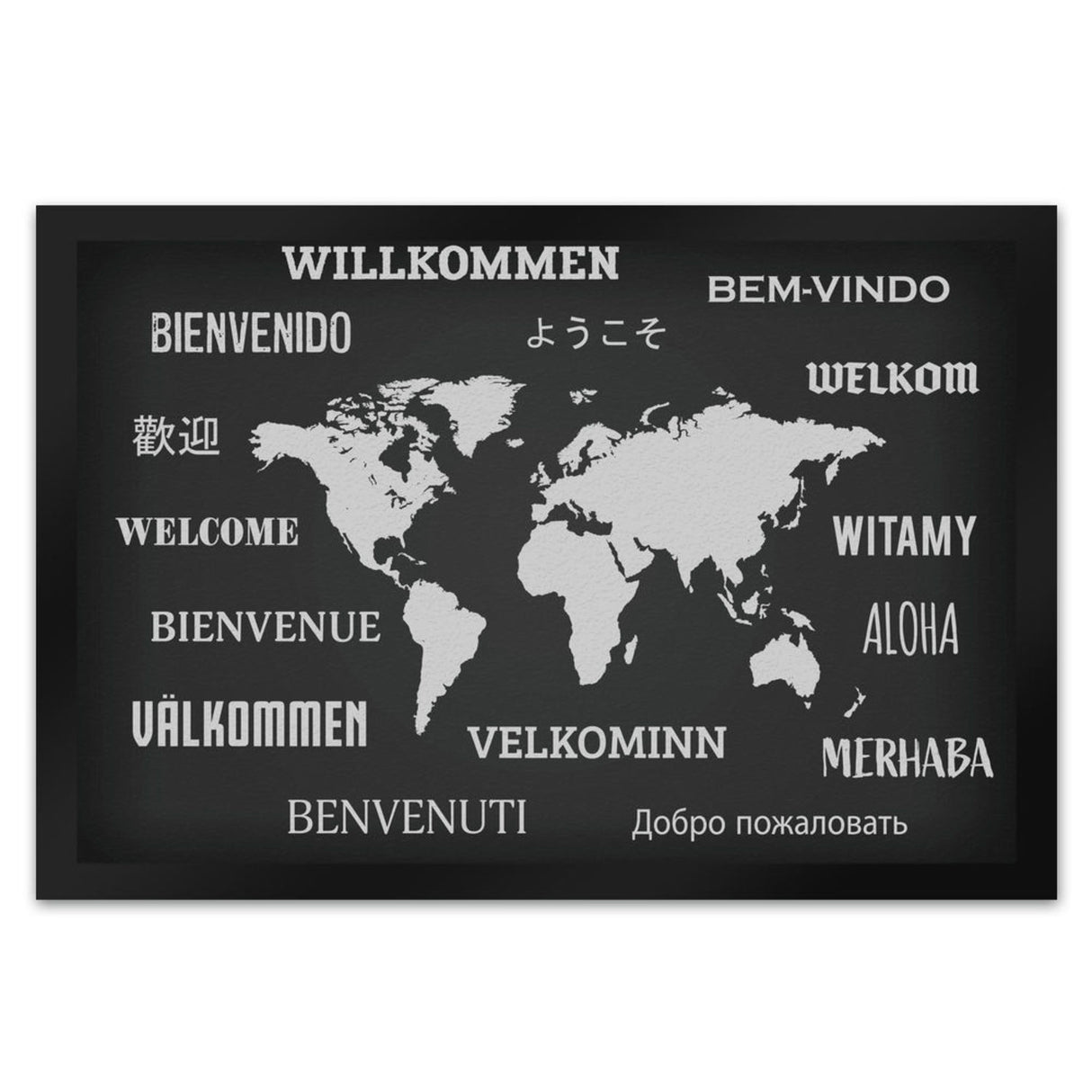 Willkommen Fußmatte in verschieden Sprachen Länder Land Menschen Sprache Welt