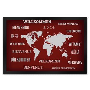Willkommen Fußmatte in verschieden Sprachen Länder Land Menschen Sprache Welt