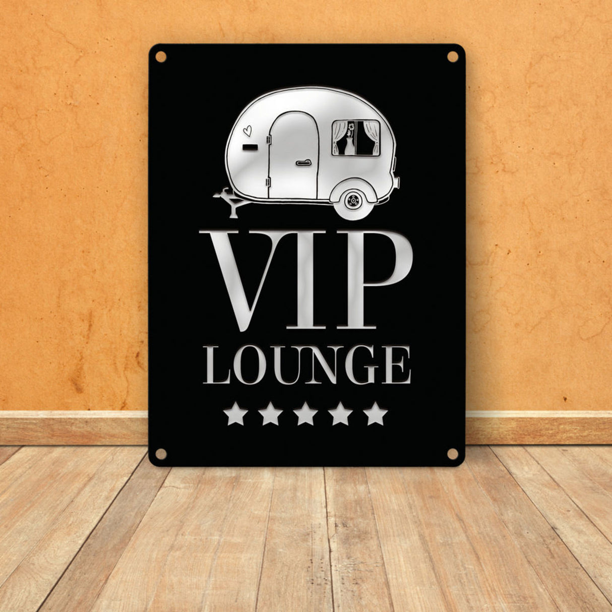 Camper - VIP - Lounge Metallschild mit Wohnwagen Motiv Wohnwagen Wohnmobil Urlaub Gast Gäste