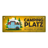 Campingplatz Metallschild schmal mit Wohnwagen Motiv Wohnmobil Urlaub Hobby Ort