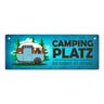 Campingplatz Metallschild schmal mit Wohnwagen Motiv Wohnmobil Urlaub Hobby Ort