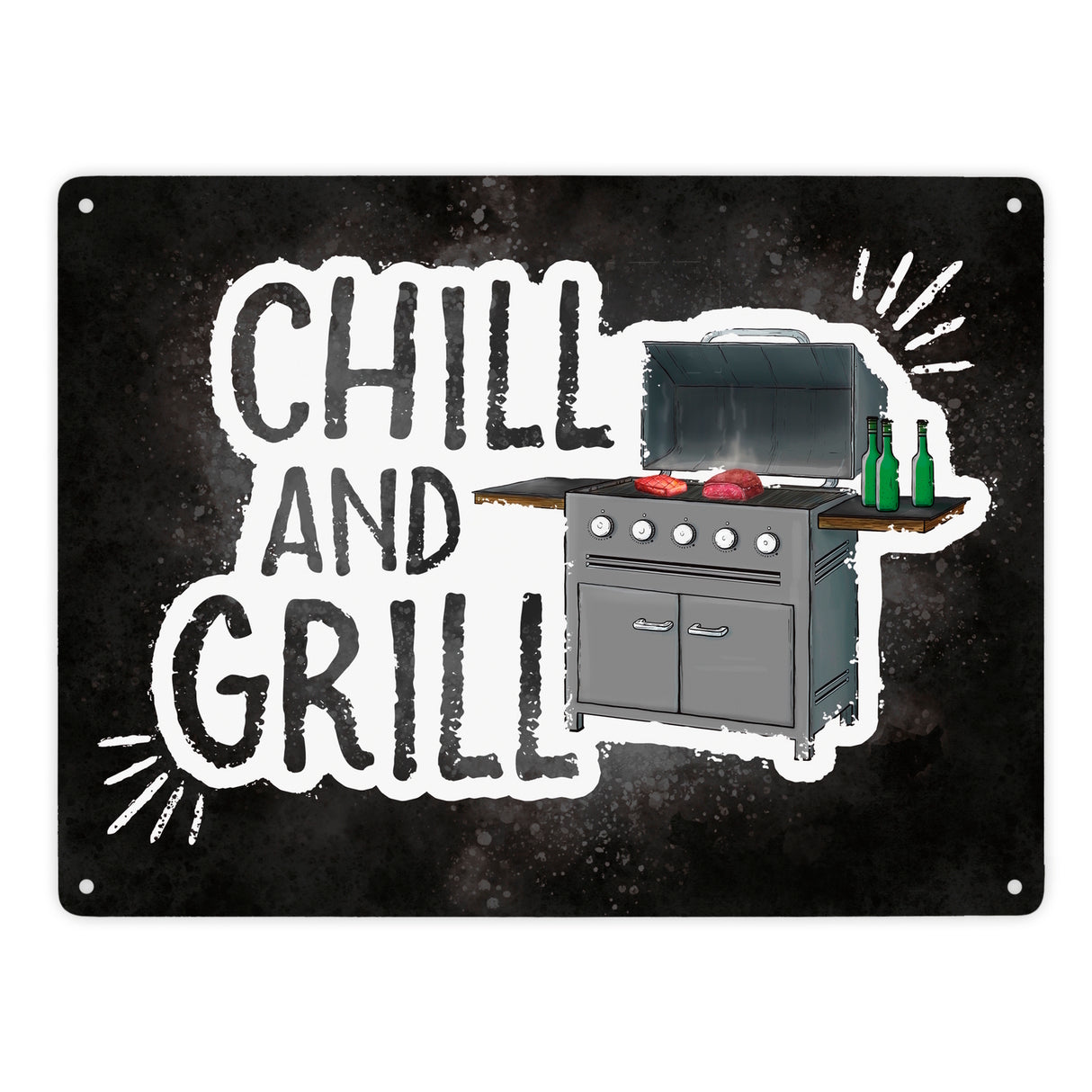 Chill and grill Metallschild mit Elektrogrill Motiv