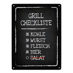 Grill-Checkliste Metallschild