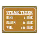 Steak Timer Metallschild Bier Grill grillen Fleisch Feier Freunde Hobby Rare Medium Well Done English
