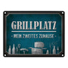 Grillplatz mein zweites Zuhause Metallschild Grill grillen Fleisch Bier Wurst Hobby Freunde