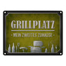 Grillplatz mein zweites Zuhause Metallschild Grill grillen Fleisch Bier Wurst Hobby Freunde