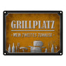 Grillplatz mein zweites Zuhause Metallschild Grill grillen Fleisch Bier Wurst Hobby Freunde