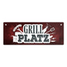 Grillplatz Metallschild Fleisch Wurst grillen Grill Bier Hobby Besteck Grillzange Freunde