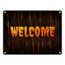 Welcome Metallschild in Holz Optik Halloween Teufel Hölle Kind Kinder Nacht