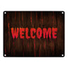 Welcome Metallschild in Holz Optik Halloween Teufel Hölle Kind Kinder Nacht