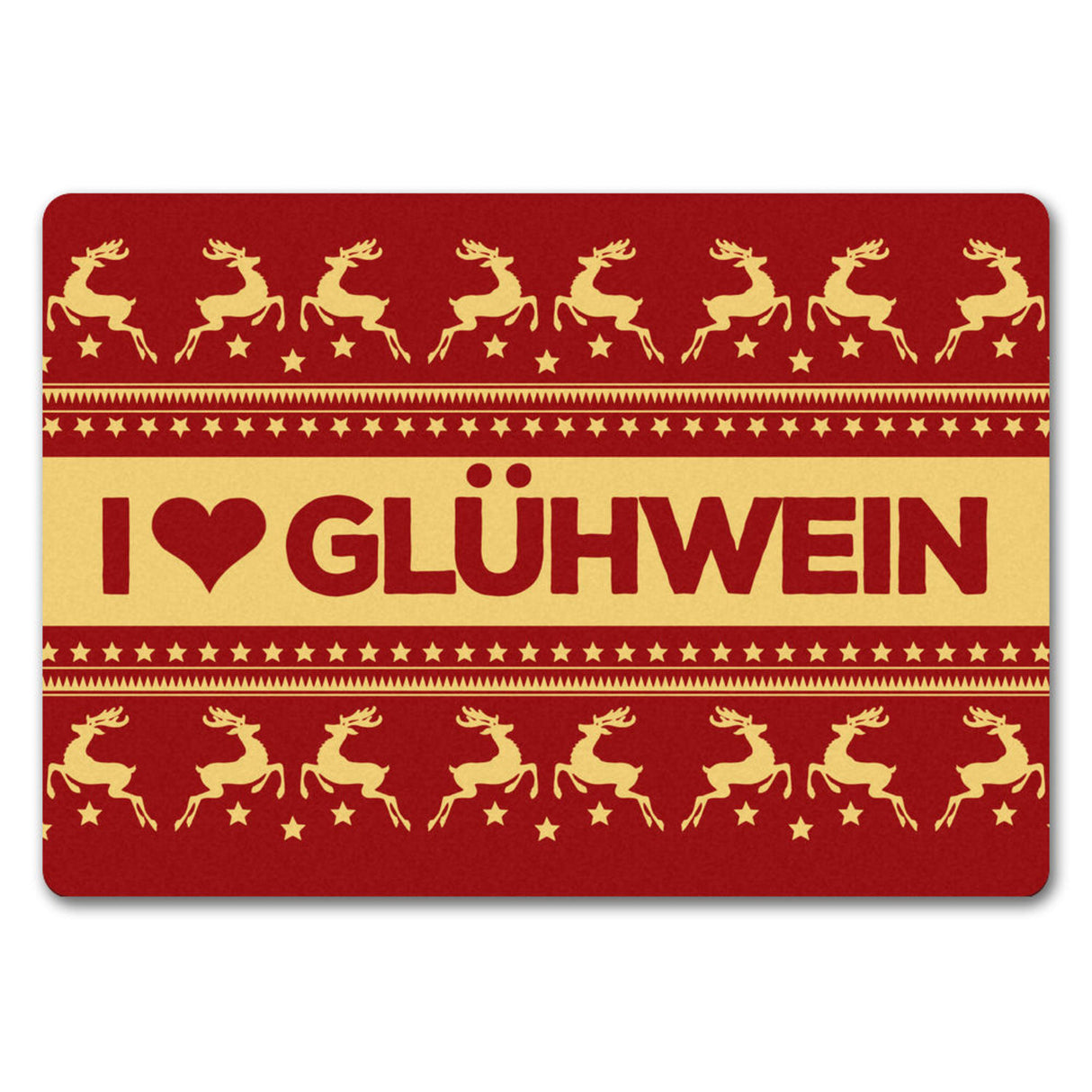 I love Glühwein Fußmatte ohne Rand in rot mit Weihnachtsmuster Motiv