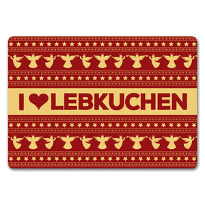 I love Lebkuchen Fußmatte ohne Rand in rot mit Weihnachtsmuster Motiv