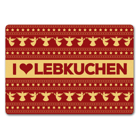 I love Lebkuchen Fußmatte ohne Rand in rot mit Weihnachtsmuster Motiv