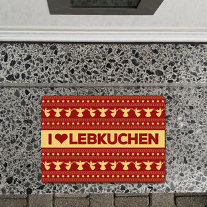 I love Lebkuchen Fußmatte ohne Rand in rot mit Weihnachtsmuster Motiv