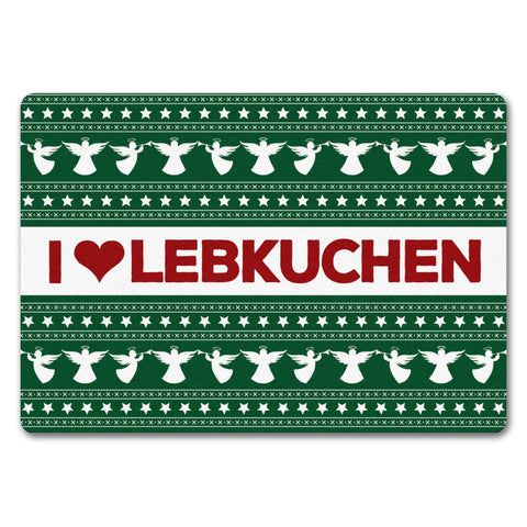 I love Lebkuchen Fußmatte ohne Rand in grün mit Weihnachtsmuster Motiv