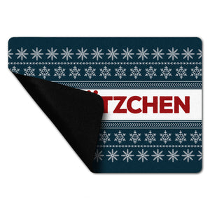 I love Plätzchen Fußmatte ohne Rand in blau mit Weihnachtsmuster Motiv