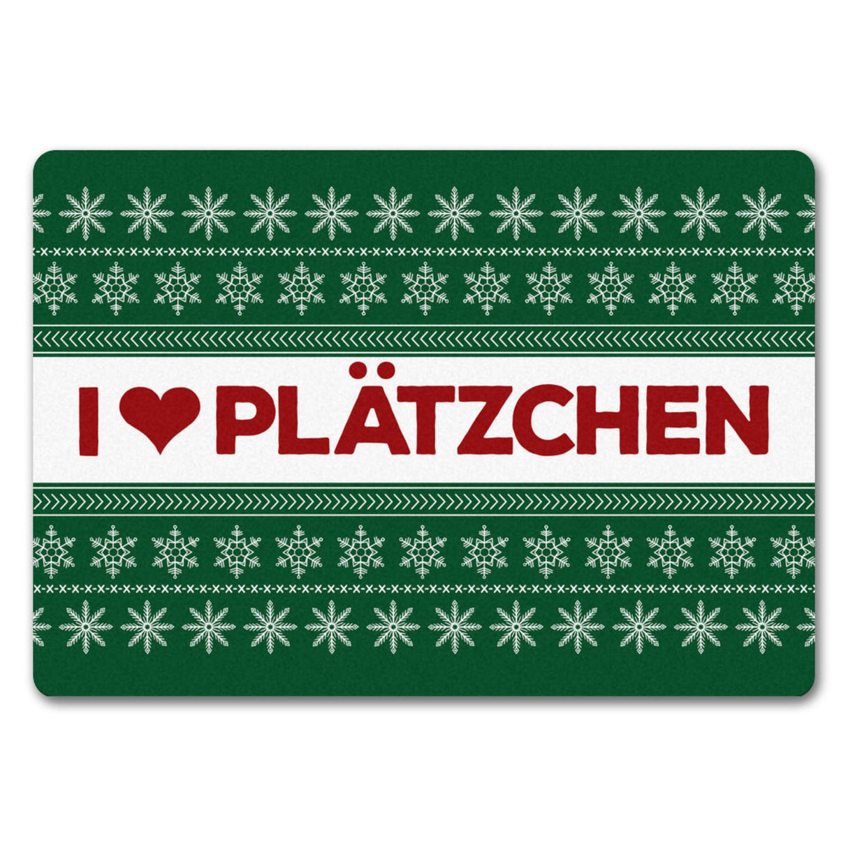 I love Plätzchen Fußmatte ohne Rand in grün mit Weihnachtsmuster Motiv