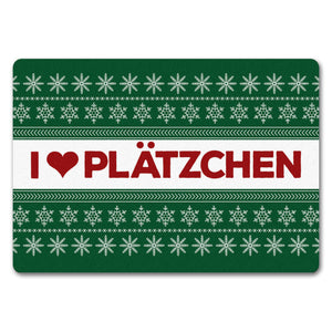 I love Plätzchen Fußmatte ohne Rand in grün mit Weihnachtsmuster Motiv