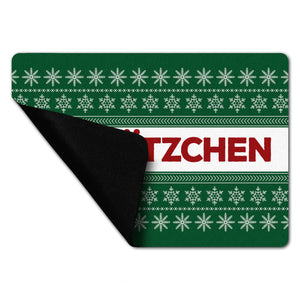 I love Plätzchen Fußmatte ohne Rand in grün mit Weihnachtsmuster Motiv