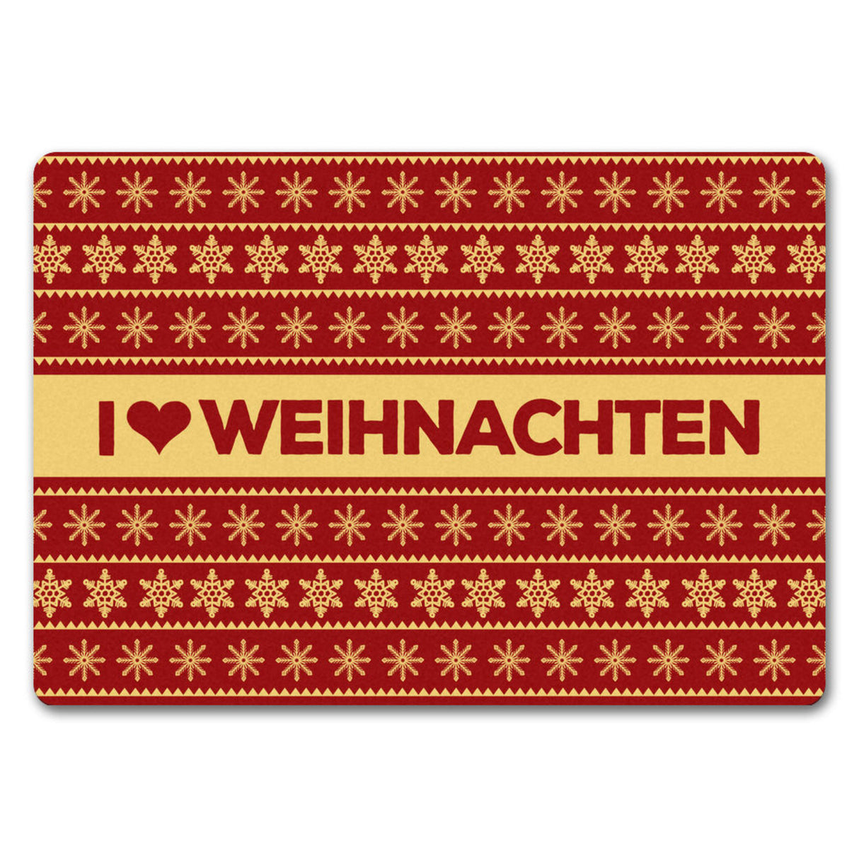 I love Weihnachten Fußmatte ohne Rand in rot mit Weihnachtsmuster Motiv