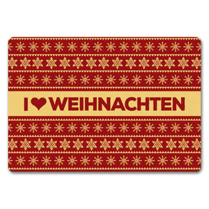 I love Weihnachten Fußmatte ohne Rand in rot mit Weihnachtsmuster Motiv