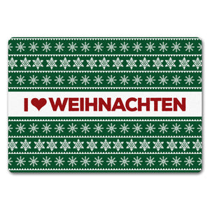 I love Weihnachten Fußmatte ohne Rand in grün mit Weihnachtsmuster Motiv