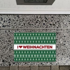 I love Weihnachten Fußmatte ohne Rand in grün mit Weihnachtsmuster Motiv