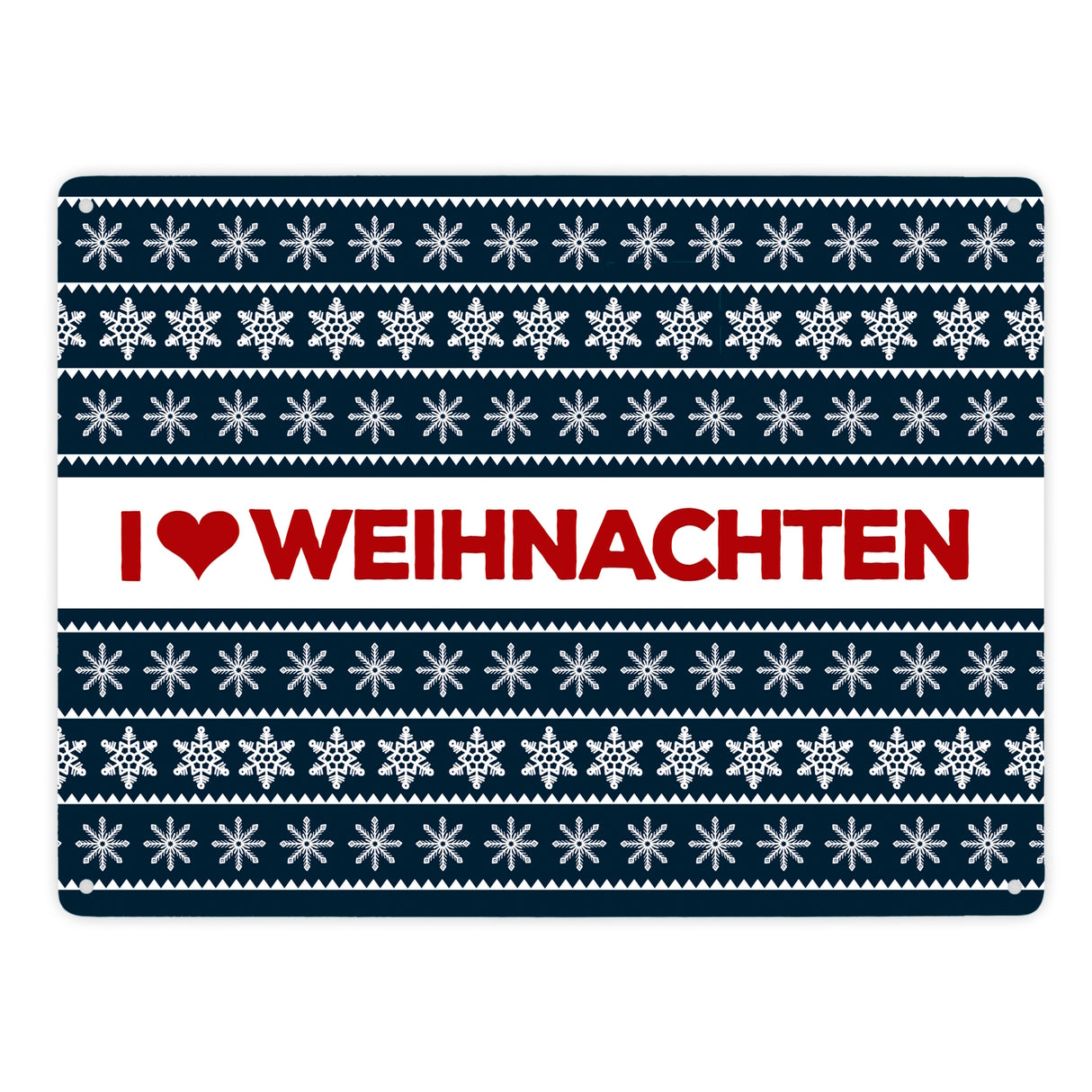 I love Weihnachten Metallschild mit Weihnachtsmuster Motiv - Weihnachten Herz Liebe Stern Schnee