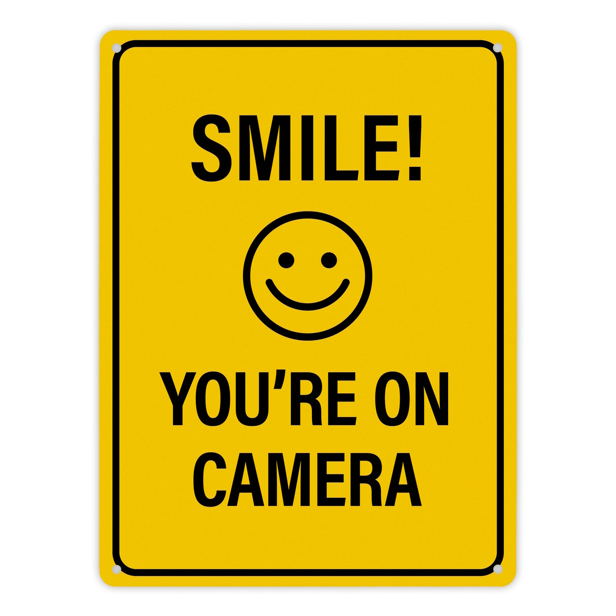 Smile you're on camera Metallschild - Kamera Lachen Lächeln Grundstück Eigentum Geischt